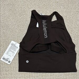 Lululemon Logo Elastic Everlux Shelf Tank New with Tags 6 in Espresso/bone